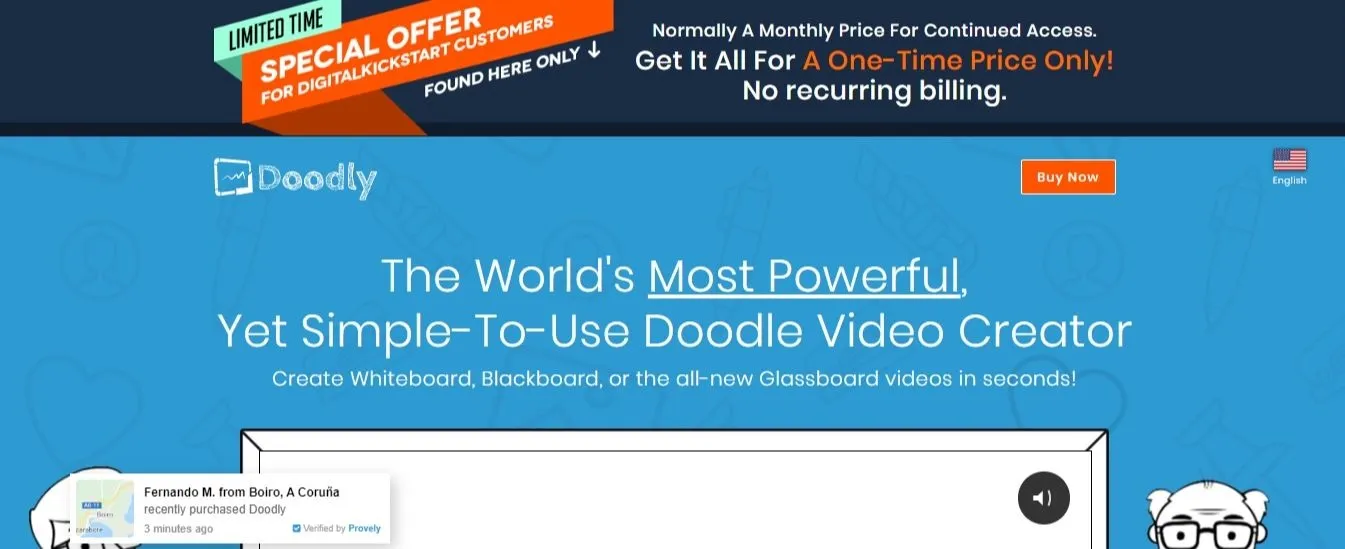 best ecommerce landing pages high converting Doodly doodle video creation software urgency top ecommerce landing page