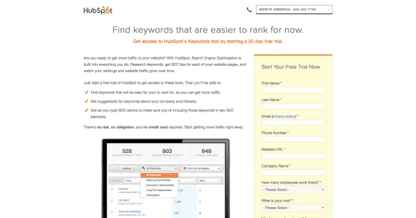 Hubspot Keyword Tool free trial