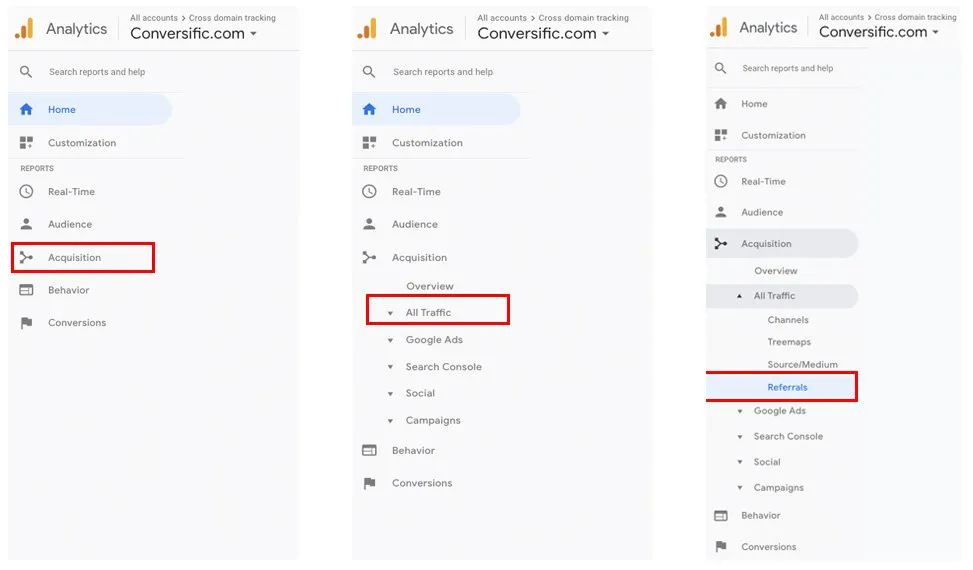 google analytics referral traffic - cross domain tracking