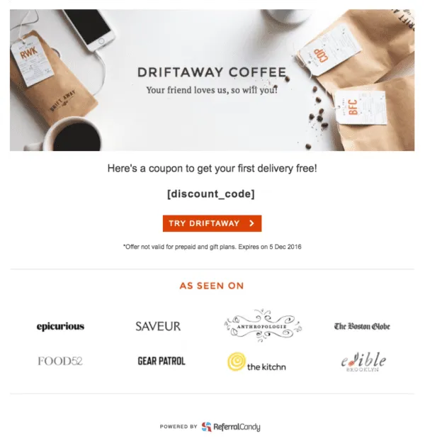 driftaway-coffee-referral-friend-landing-page