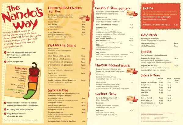 nandos-menu