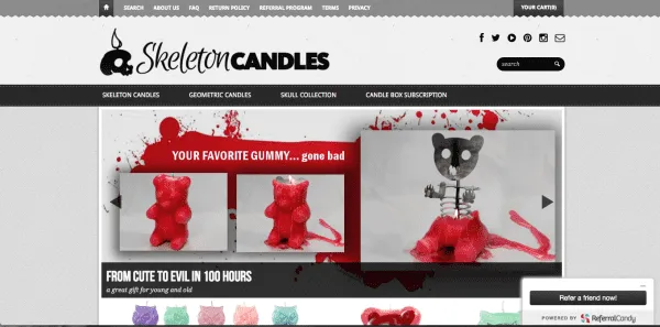 Subscription box referral program: Skeleton Candles