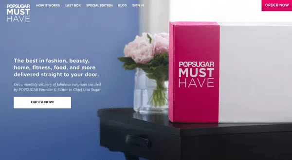 Popsugar Must Have subscription homepage