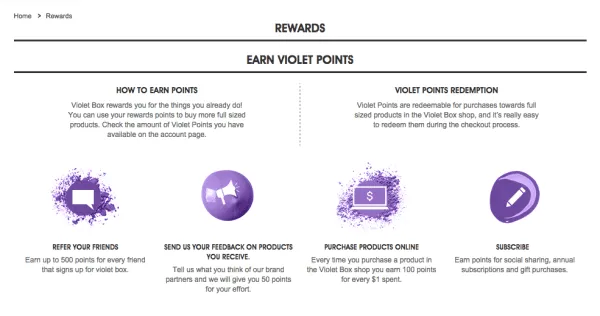 Violet Box referral program ReferralCandy