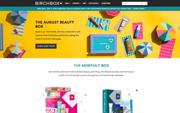 Birchbox homepage 