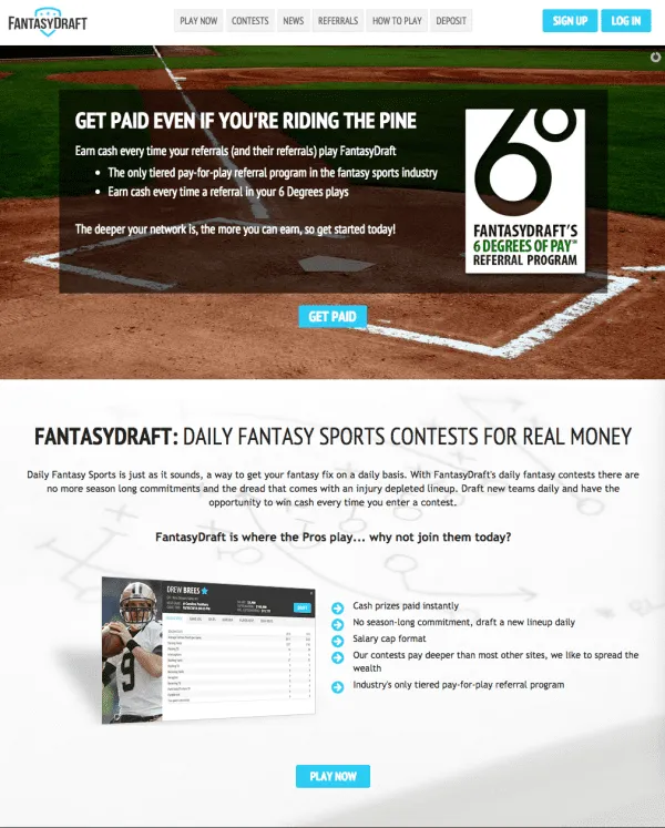 FantasyDraft Landing Page