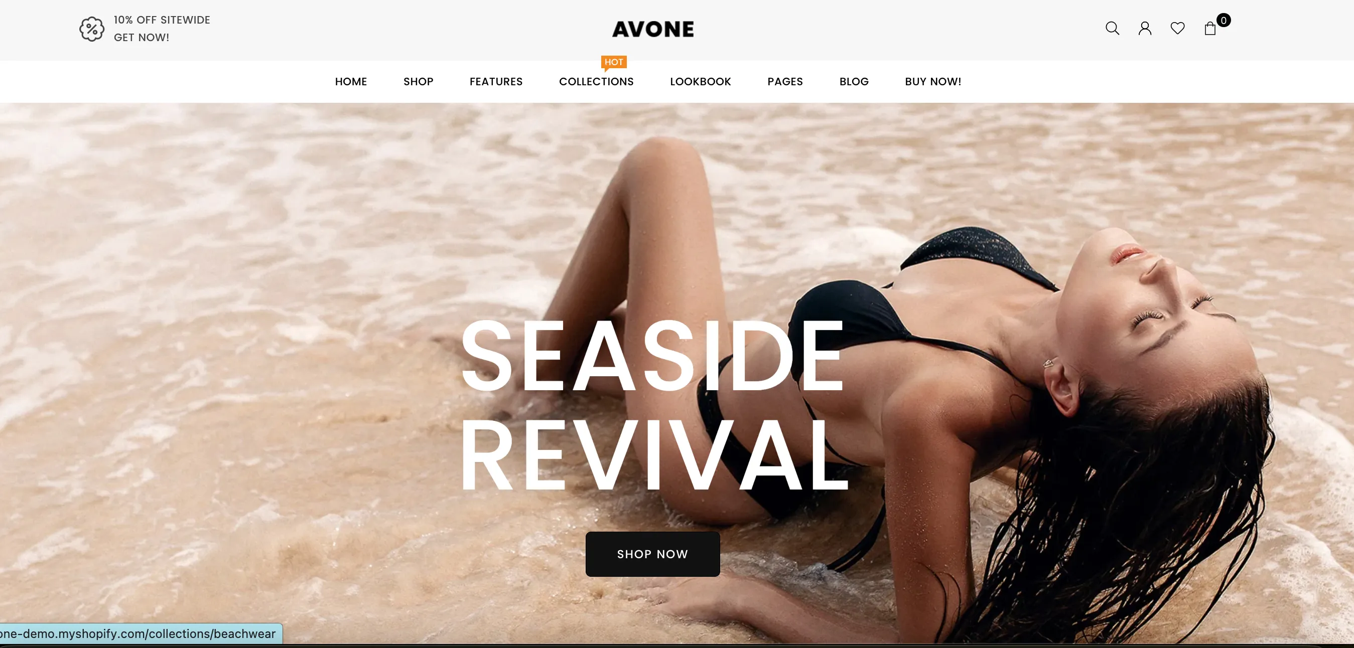 Avone Shopify theme landing page