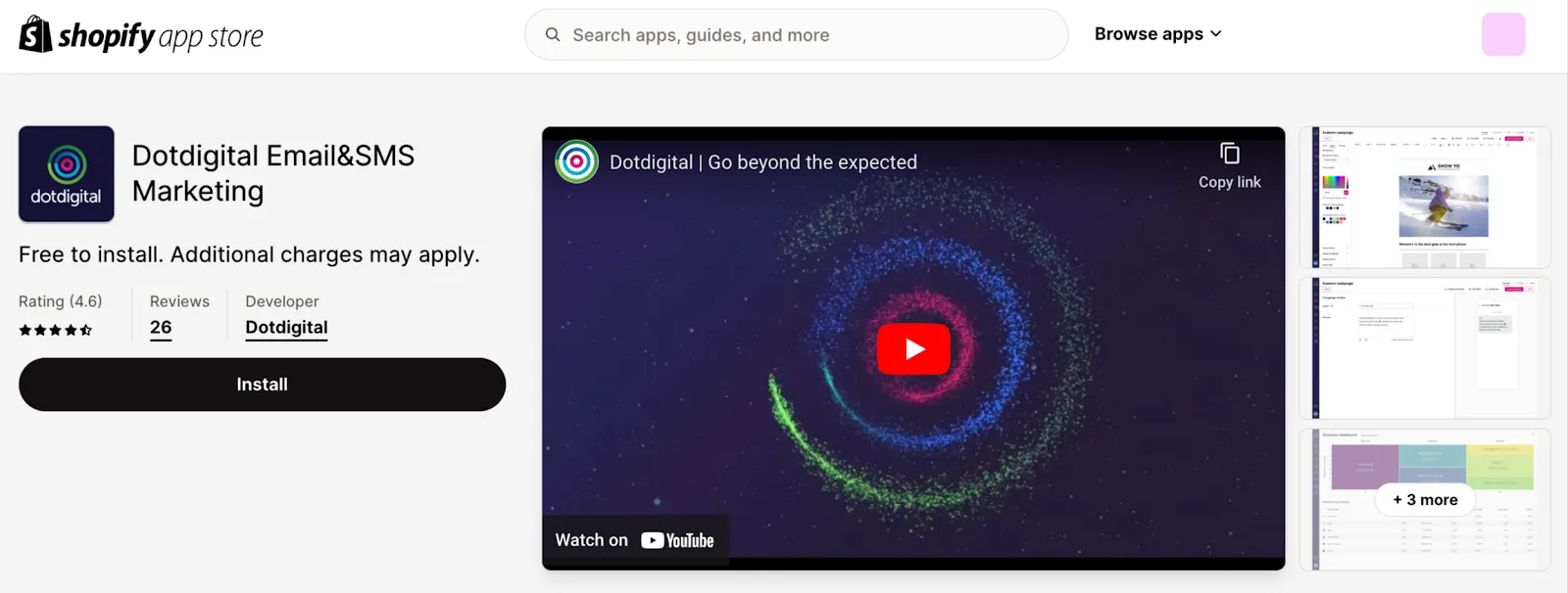 Dotdigital app within Shopify app store