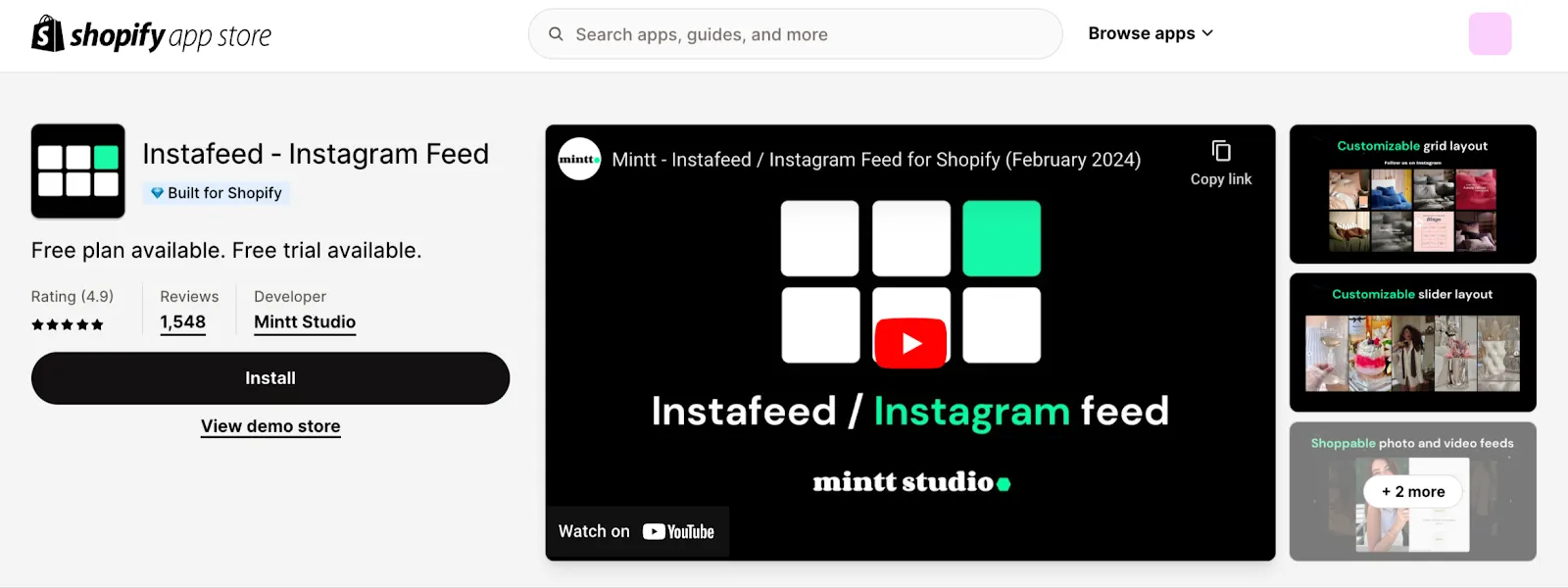 Shopify app called Instafeed