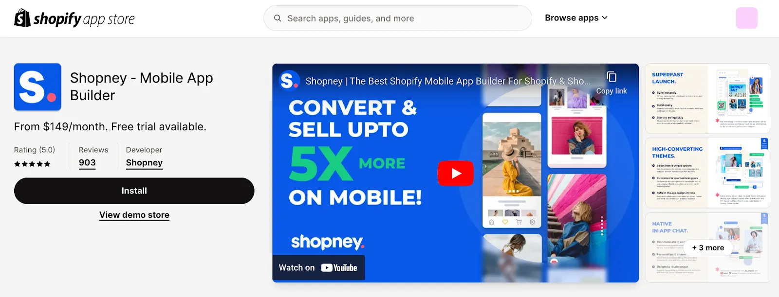 Shopney mobile app builder