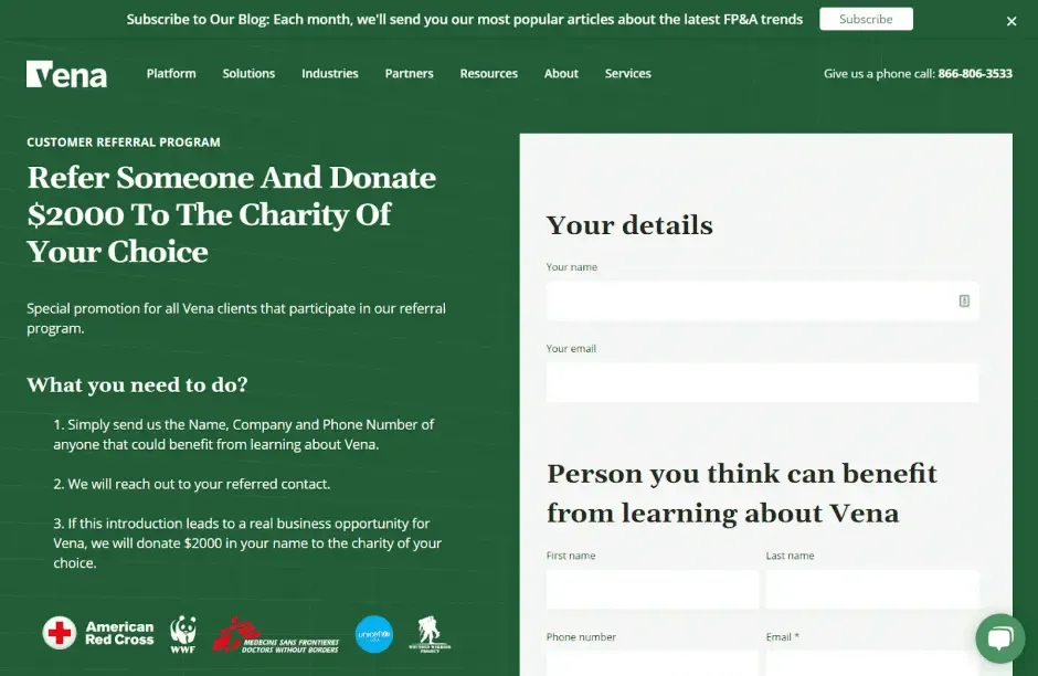 Referral program idea from Vena