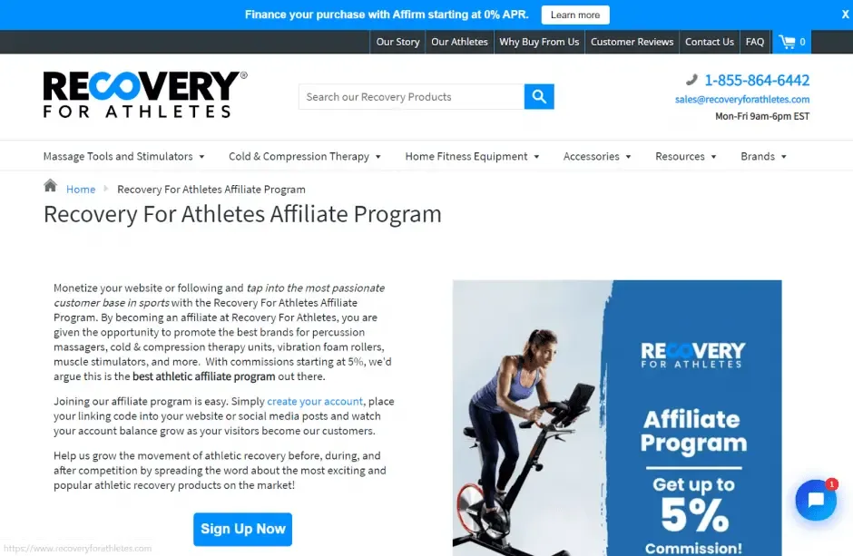 Affiliate program from Recovery For Athletes
