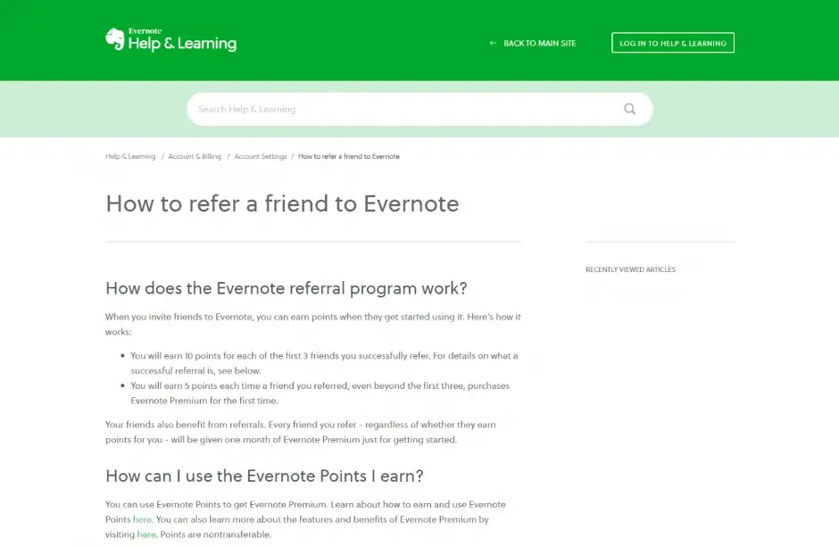 How Evernote referral program works explanation
