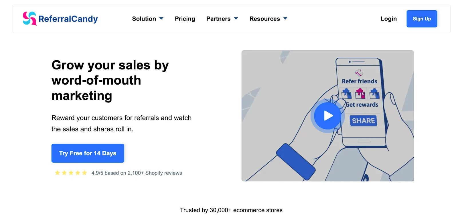 Home page of ReferralCandy