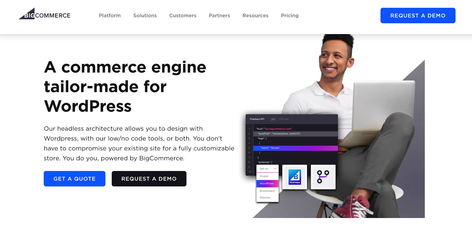 Home page of BigCommerce for WordPress
