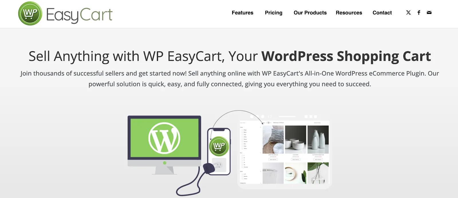 Home page of WP EasyCart