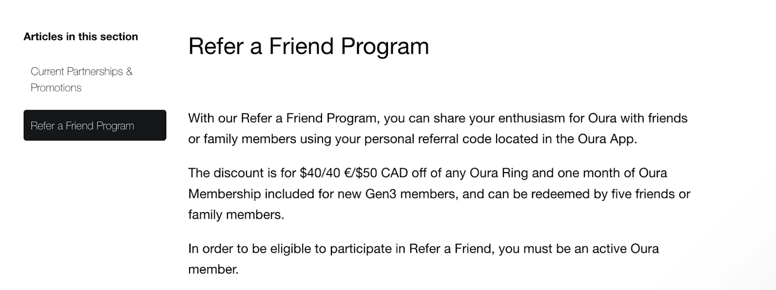 Oura refer a friend program details