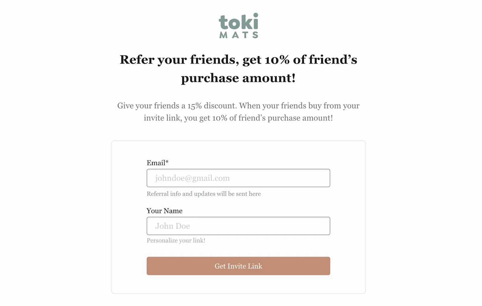Toki Mats refer a friend campaign
