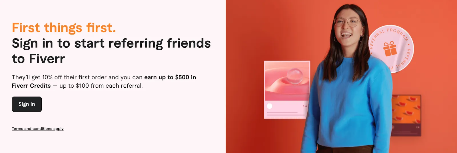 Fiverr refer friends campaign