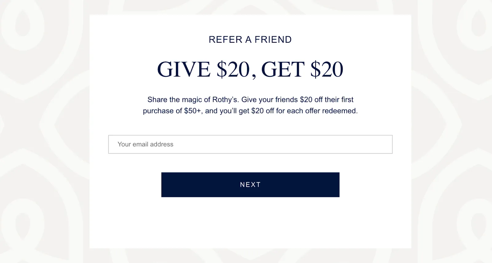 Rothy's cash rewards campaign