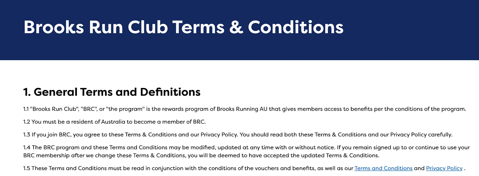 Brooks run club terms and conditions