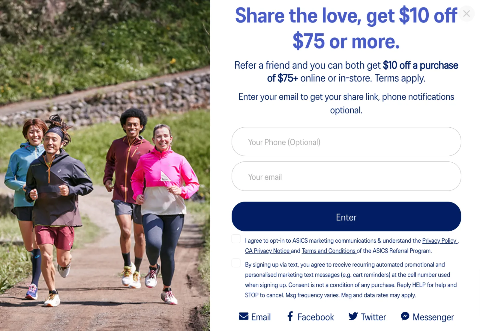 ASICS refer a friend program