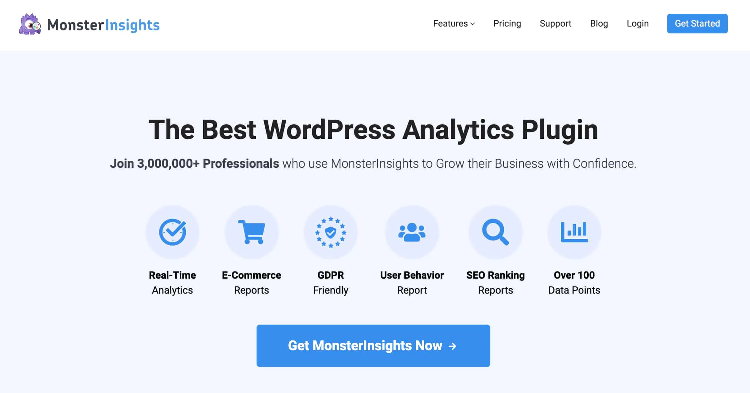 Home page of MonsterInsights