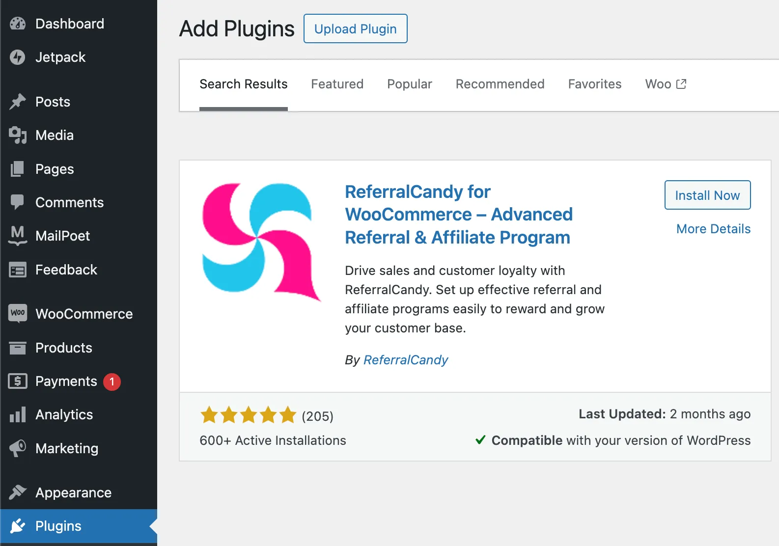 WordPress affiliate program plugin ReferralCandy