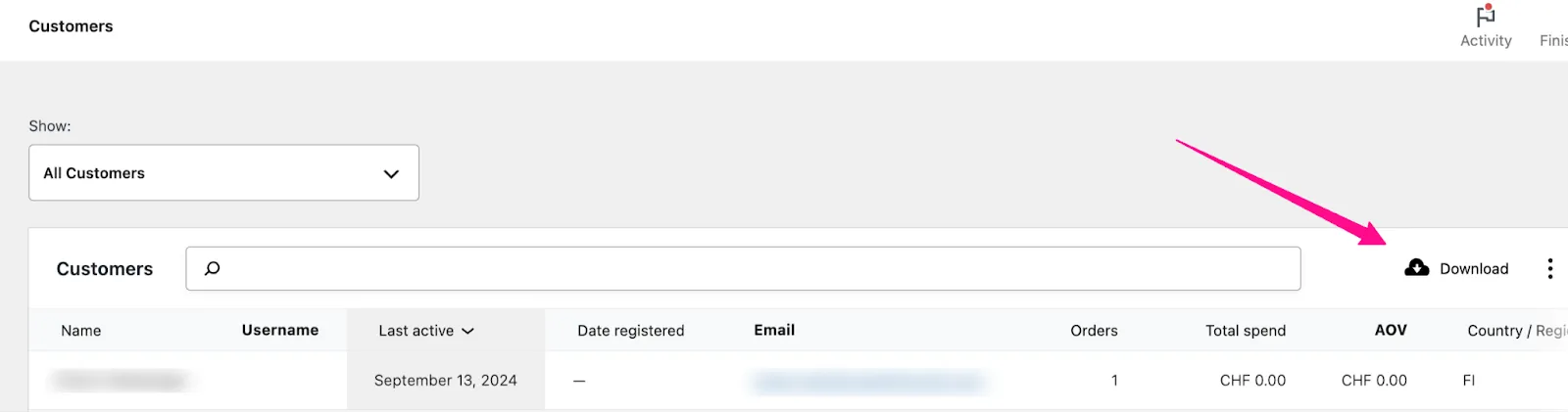 Download customer list within WordPress