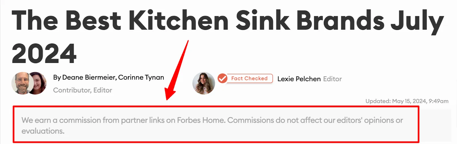 Forbes Affiliate disclosure example