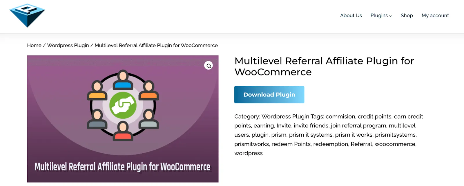 Home page of Multilevel Referral Affiliate Plugin
