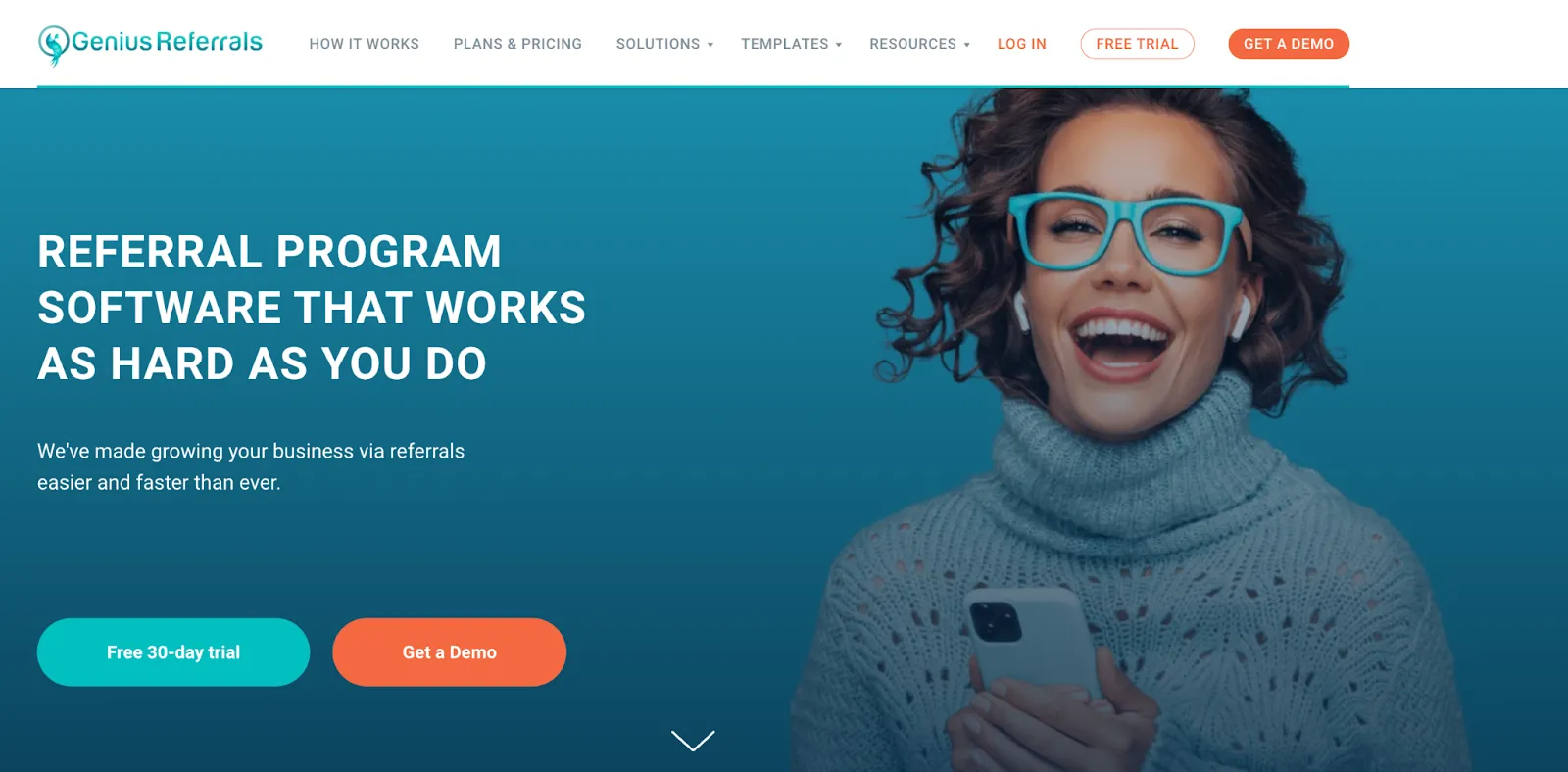 Home page of Genius Referrals