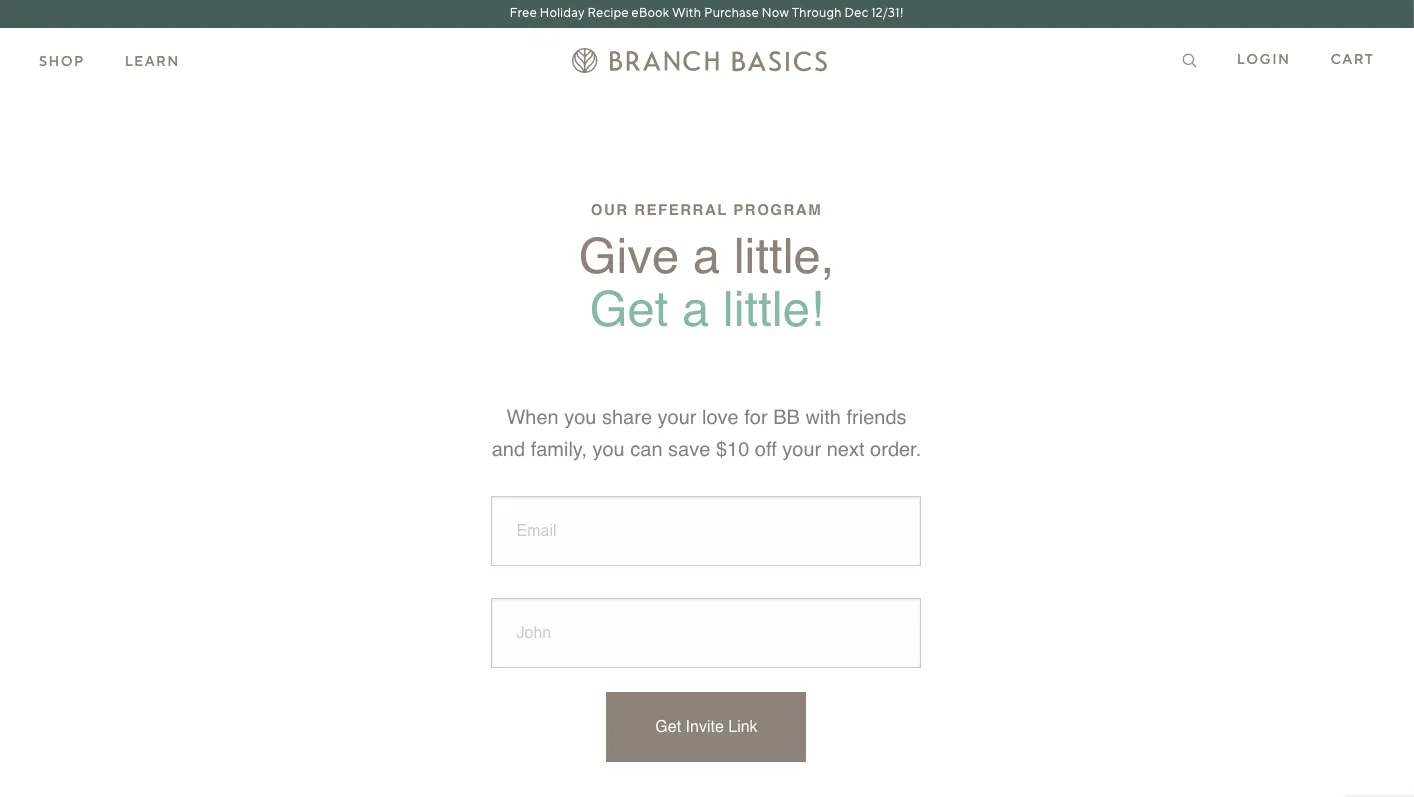 Branch Basics referral page
