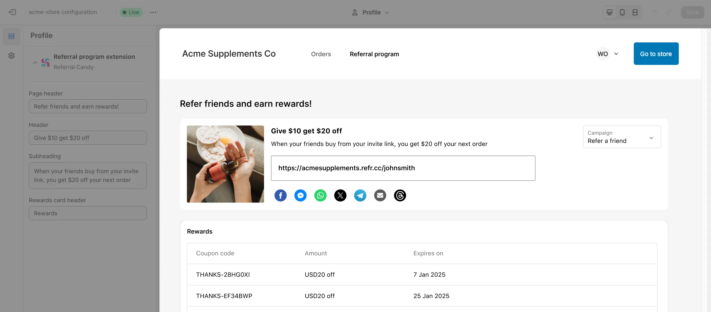 customer account extension on shopify app