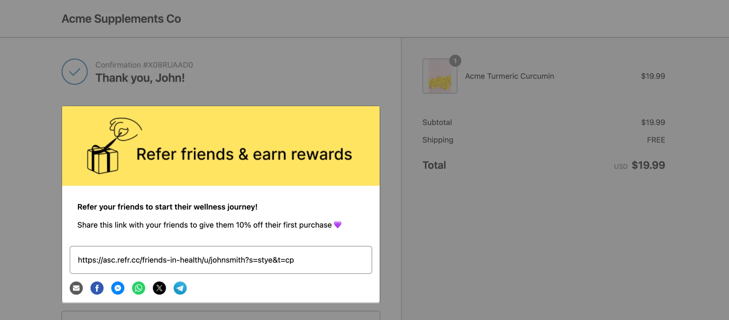 Referral Extension on Shopify app