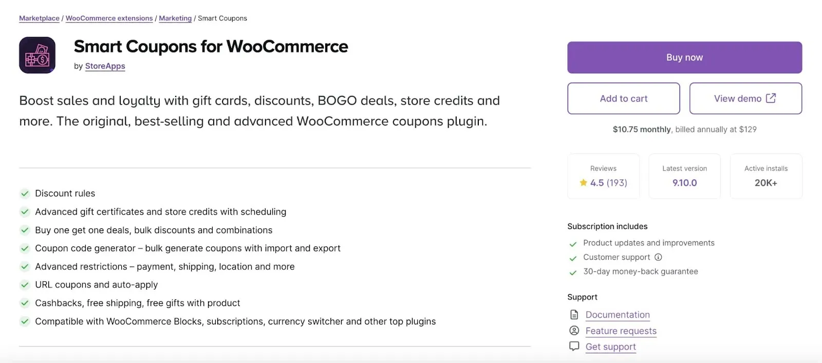 Home page of Smart Coupons for WooCommerce