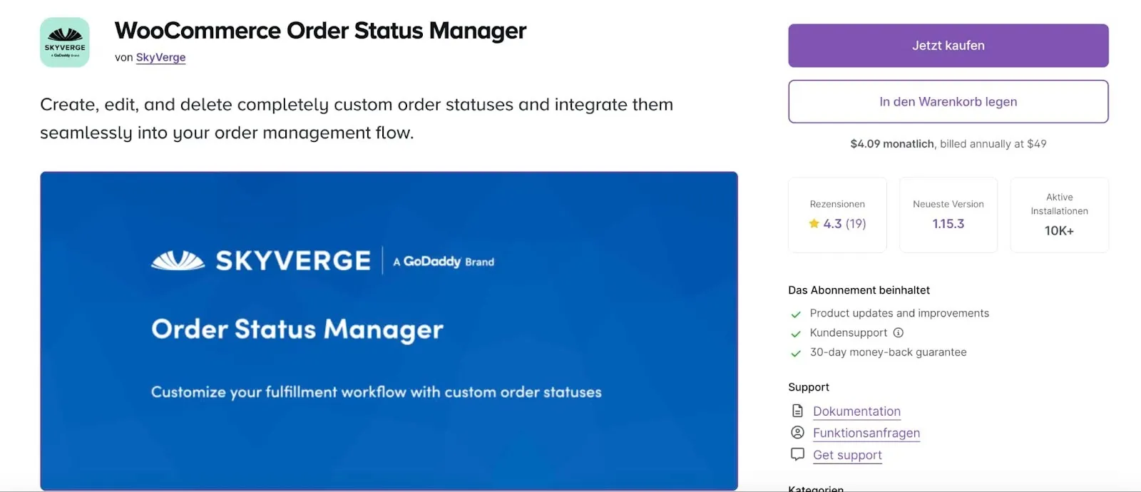 Home page of WooCommerce order status manager