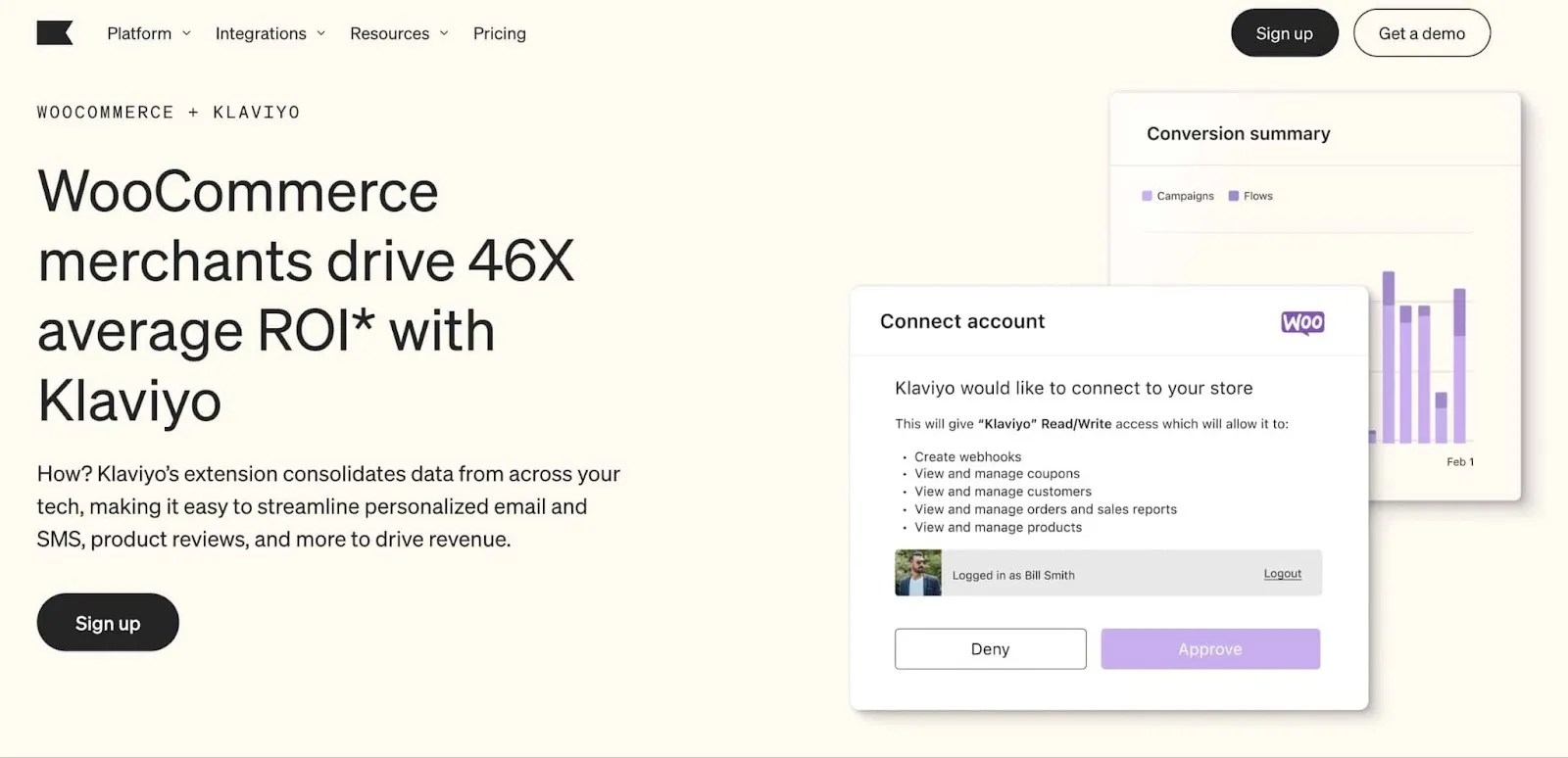 Home page of Klaviyo for WooCommerce