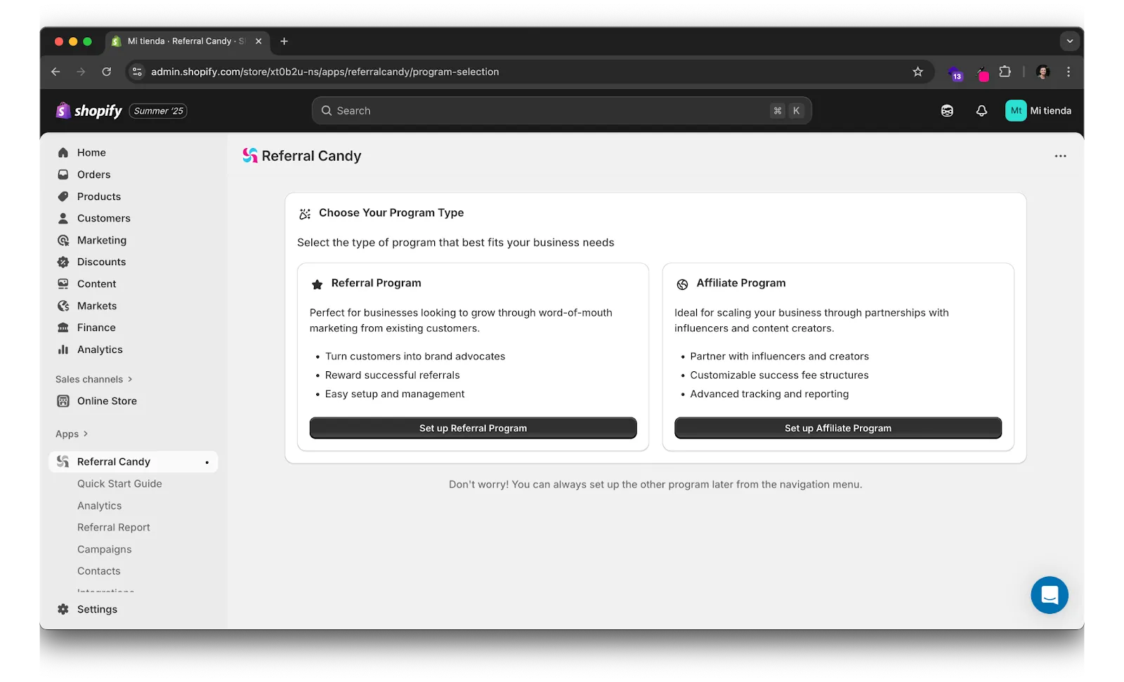 Step 1 of installing referral program on Shopify