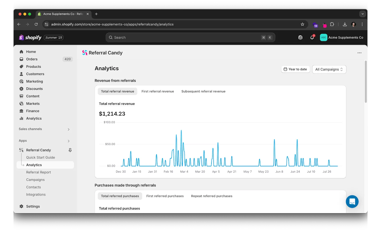 Step 1 of installing referral program on Shopify