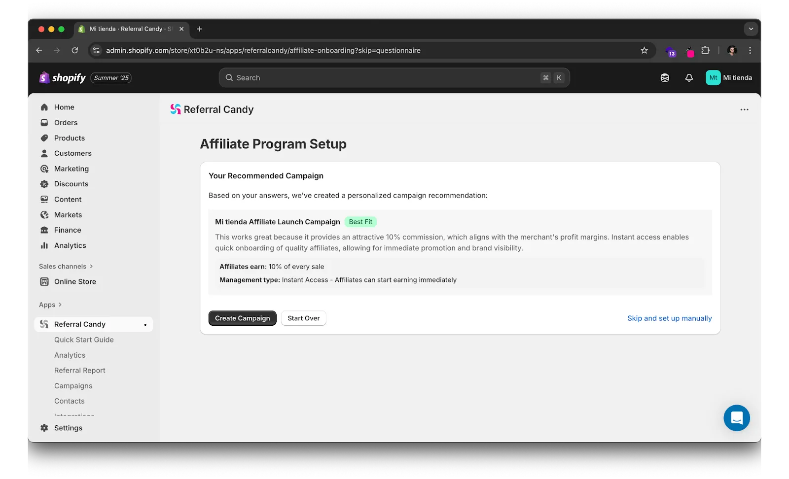 Step 1 of installing referral program on Shopify