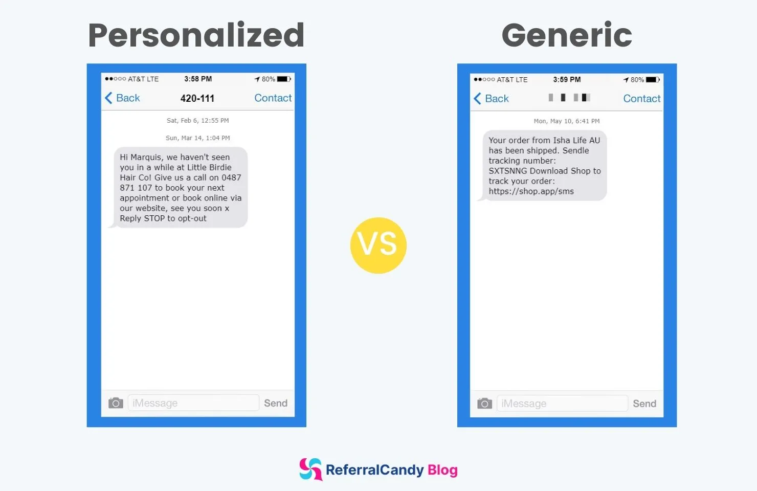 personalized text message marketing examples