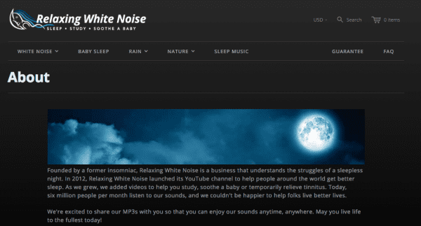 shopify digital products - relaxing white noise