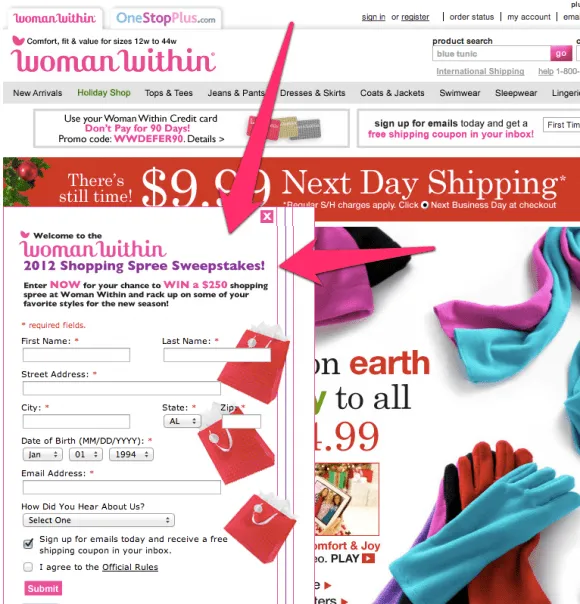 Popup Example from Woman Within