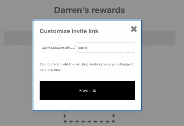 customize referral link in referralcandy choose custom url