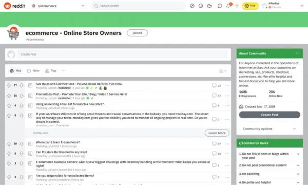 Ecommerce subreddit