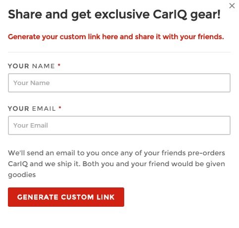 CarIQ Referral program popup 