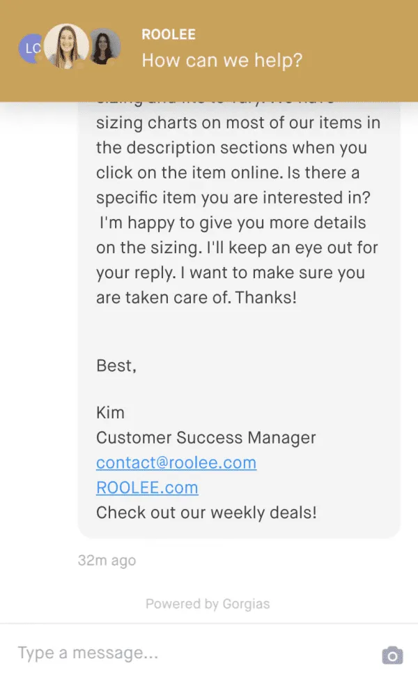 roolee live chat customer success
