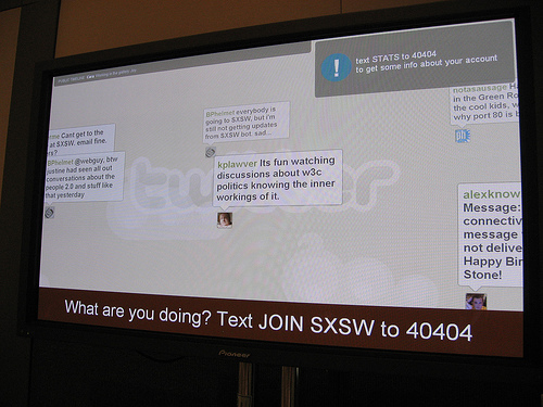 One of the 60 inch plasma screens along the SXSW hallways.
