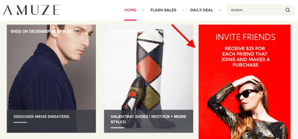 Amuze homepage referral program CTA 2
